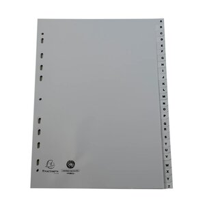 Intercalaires Imprimés Alphabétiques Pp Recyclé - Az 26 Positions - A4 - Gris - X 20 - Exacompta