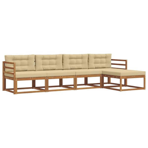 vidaXL Ensemble de canapés d'extérieur 5 Pièces Naturel et Beige