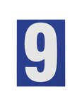 THIRARD - Plaque de signalisation 9  marquage blanc sur fond bleu  panneau PVC adhésif  65x90mm