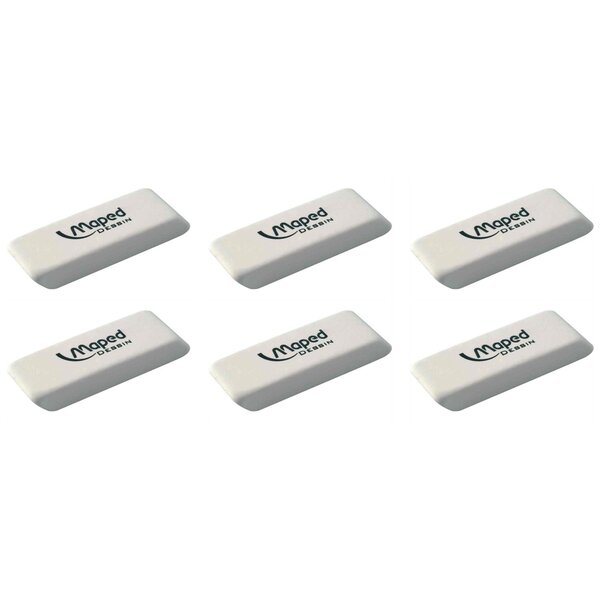 Gomme en caoutchouc Dessin blanche x 6 MAPED