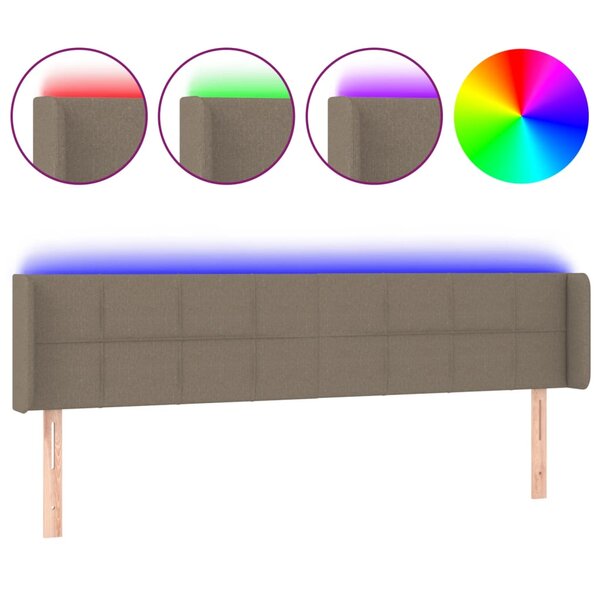 vidaXL Tête de lit à LED Taupe 183x16x78/88 cm Tissu