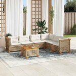 vidaXL Salon de jardin avec coussins 7 Pièces beige résine tressée
