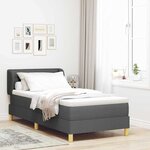 vidaXL Lit à Ressorts avec Matelas Crème 90x200 cm Tissu Gris foncé