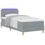 vidaXL Lit à ressort LED avec matelas Gris clair 90 x 200 cm tissu