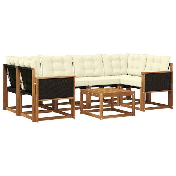 vidaXL Ensemble de canapés d'extérieur 7 pc Naturel et Crème