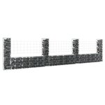 vidaXL Panier de gabion en forme de U avec 4 poteaux Fer 380x20x100 cm