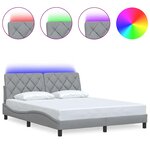 vidaXL Cadre de lit avec LED sans matelas gris clair 160x200 cm tissu