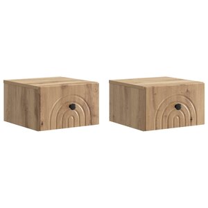 vidaXL Cabinet de chevet mural 2 pc Chêne artisanal 33 x 34 5 x 20 cm