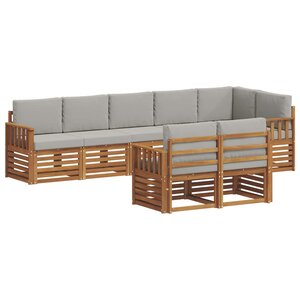 vidaXL Ensemble de canapés d'extérieur 8 pc Gris Naturel et Clair