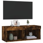 vidaXL Meuble TV avec lumières LED chêne fumé 80x30x30 cm
