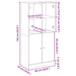 vidaXL Buffet haut avec portes gris béton 68x37x142 cm bois ingénierie