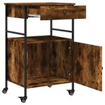 vidaXL Chariot de cuisine chêne fumé 56x43x89 5 cm bois d'ingénierie