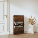vidaXL Armoire à chaussures Chêne fumé 59x17x108 cm Bois d'ingénierie
