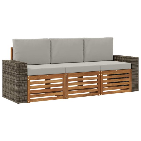vidaXL Ensembles de canapés avec coussin 3 Pièces Bois d'Acacia Massif