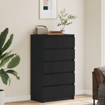 vidaXL Commode Noir 60x36x103 cm Bois d'ingénierie