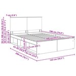 vidaXL Cadre de lit Gris Sonoma 140 x 190 cm Bois de pin massif