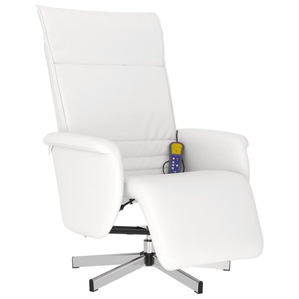 vidaXL Fauteuil inclinable de massage repose-pieds blanc similicuir