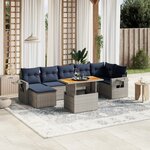 vidaXL Salon de jardin 8 Pièces avec coussins gris résine tressée