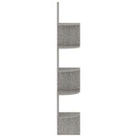 vidaXL Étagère d'angle murale gris béton 19x19x123cm bois d'ingénierie