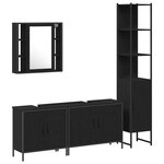 vidaXL Ensemble de mobilier de salle de bain avec étagère 4 Pièces Noir
