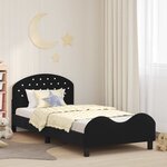 vidaXL Cadre de lit pour enfants avec tête de lit Noir 90 x 200 cm