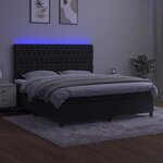 vidaXL Sommier à lattes de lit matelas et LED Noir 180x200 cm Velours
