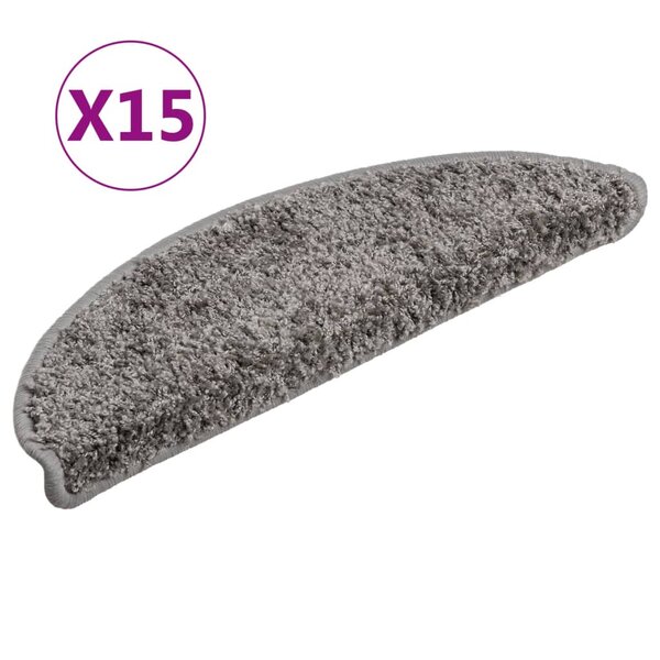 vidaXL Tapis d'escalier 15 Pièces Gris 56x17x3 cm