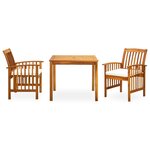 vidaXL Ensemble à manger de jardin 3 Pièces et coussins Acacia solide