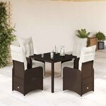 vidaXL Ensemble de bistro de jardin 5 Pièces coussins marron poly rotin