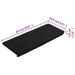 vidaXL Tapis d'escalier auto-adhésifs 15 Pièces 65x24 5x3 5 cm Noir