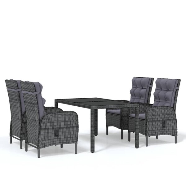 vidaXL Mobilier à dîner de jardin 5 Pièces Résine tressée Gris