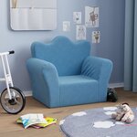 vidaXL Canapé pour enfants Bleu Peluche douce