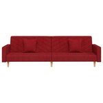 vidaXL Canapé-lit à 2 places avec deux oreillers rouge bordeaux tissu