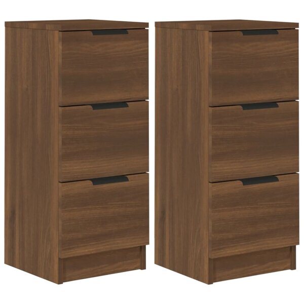 vidaXL Buffets 2 Pièces chêne marron 30x30x70 cm Bois d'ingénierie