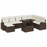 vidaXL Ensemble de canapé de jardin 9 Pièces Marron Poly rotin