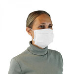 Lot de 10 masques de protection visage réutilisable, lavable 50 fois 3 couches en tissu - Blanc - Certifié UNS1