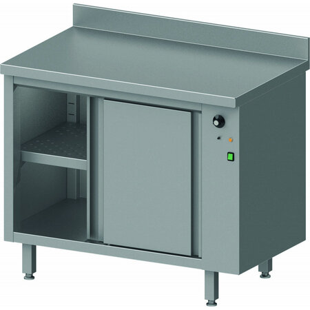 Meuble bas chauffant inox avec dosseret - profondeur 700 - stalgast -  - acier inoxydable1500x700coulissante x700xmm