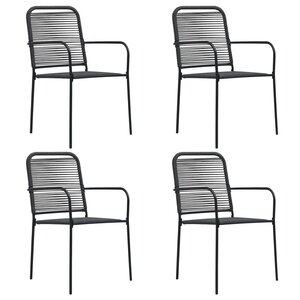 vidaXL Chaises de jardin lot de 4 Corde en coton et acier Noir