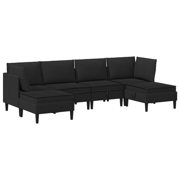 vidaXL Ensemble de meubles pour le salon 6 Pièces Noir Tissu