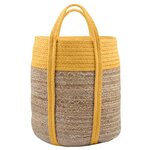 Panier en jute et coton palawan finition moutarde