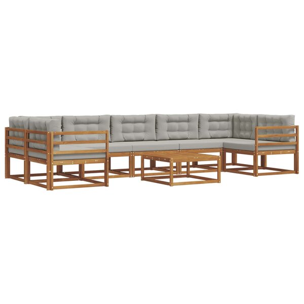 vidaXL Ensemble de canapés d'extérieur 8 Pièces Gris Naturel et Clair