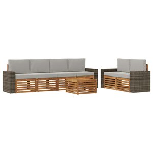 vidaXL Ensemble de canapés d'extérieur 7 Pièces Naturel et gris clair