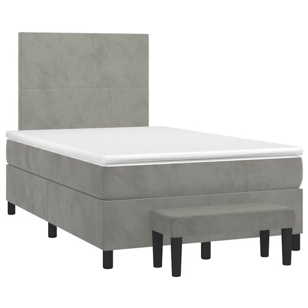 vidaXL Sommier à lattes de lit et matelas gris clair 120x190cm velours