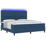vidaXL Lit à ressorts avec matelas avec LED Bleu 200 x 200 cm tissu
