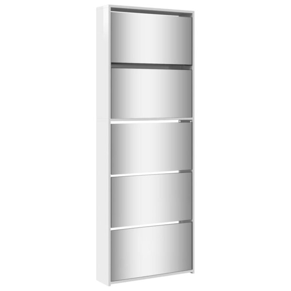 vidaXL Armoire chaussures miroir 5niveaux blanc brillant 63x17x169 5cm