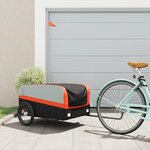 vidaXL Remorque de vélo noir et orange 45 kg fer