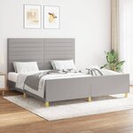 vidaXL Cadre de lit avec tête de lit Gris clair 160x200 cm Tissu