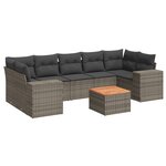 vidaXL Salon de jardin 8 Pièces avec coussins gris résine tressée