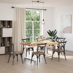 vidaXL Table à manger avec bord naturel 180x100x74cm bois massif chêne