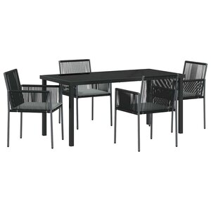 vidaXL Ensemble de salle à manger pour jardin 5 Pièces Noir Rotin PE